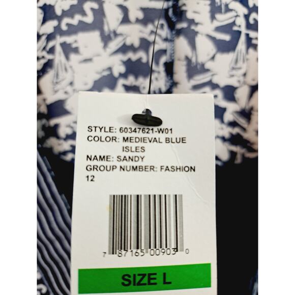 Jessica Simpson New! Blue Sailboat Print Blouse In Size Large Sheer Lined - Picture 5 of 7